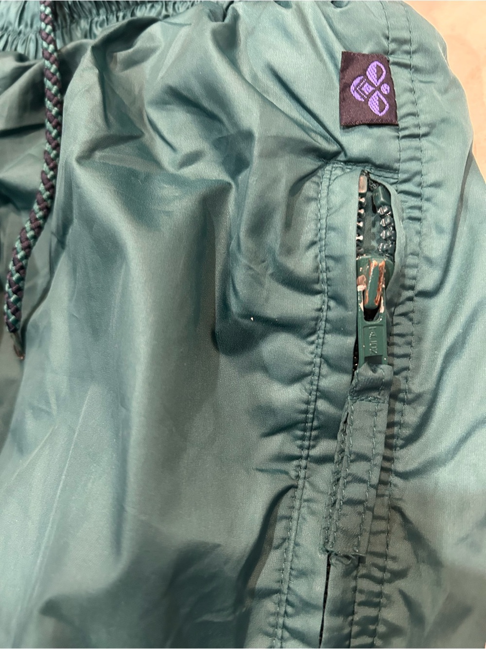 Vtg Hummel Track Pants Mens XL Nylon Teal  Baggy Relaxed 90s Windbreaker Y2K - Picture 4 of 5